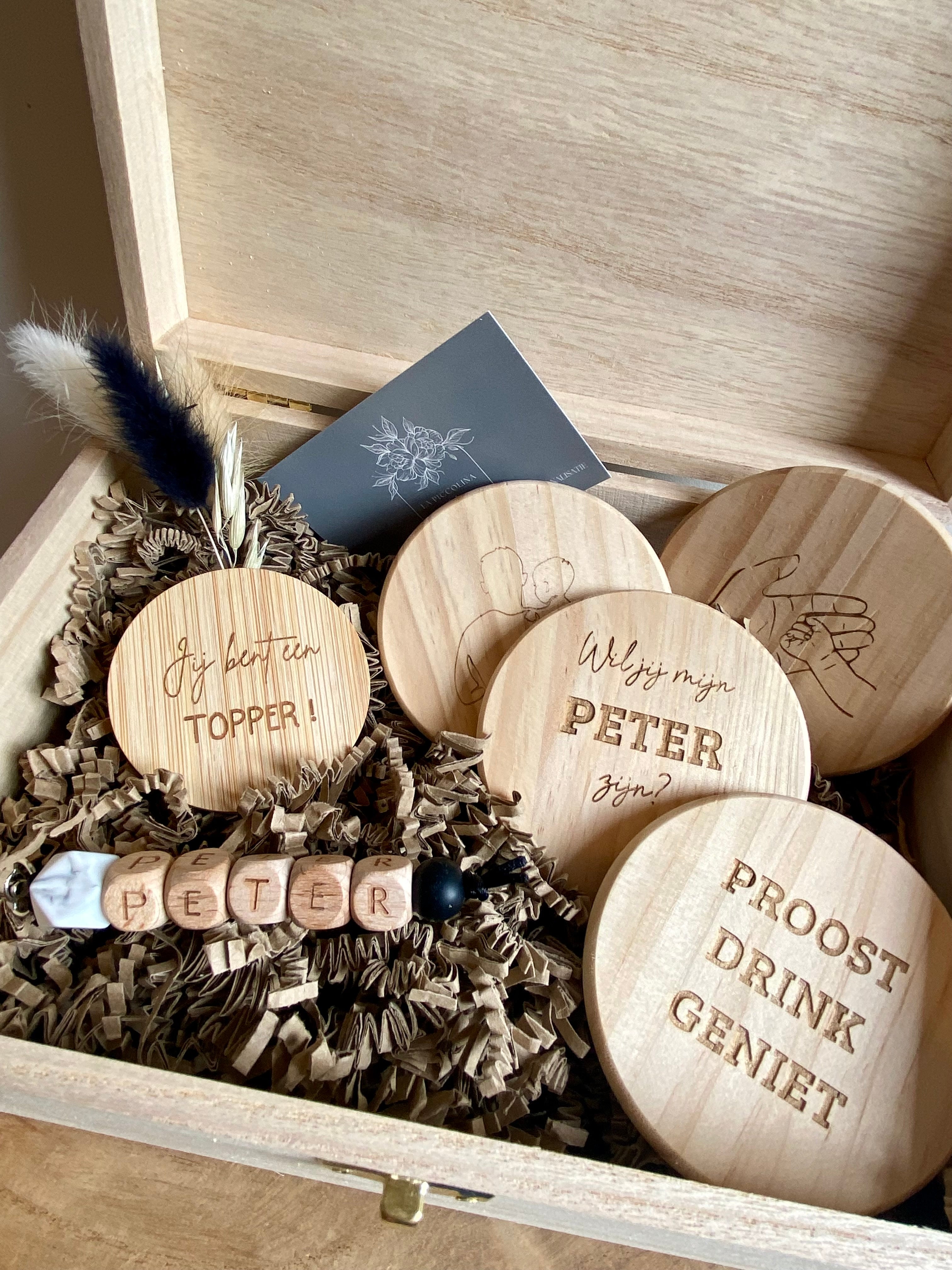 Houten cadeaubox - ‘Wil je mijn Peter zijn?’
