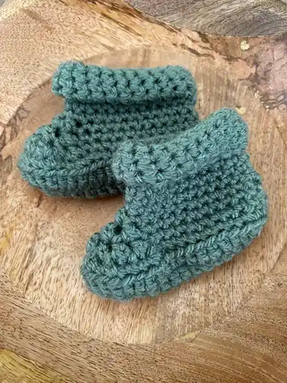 Gehaakte babysokjes - Groen