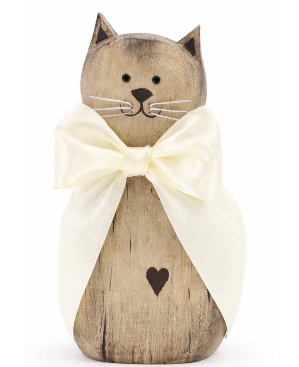 HOUTEN KAT MET STRIK GROOT