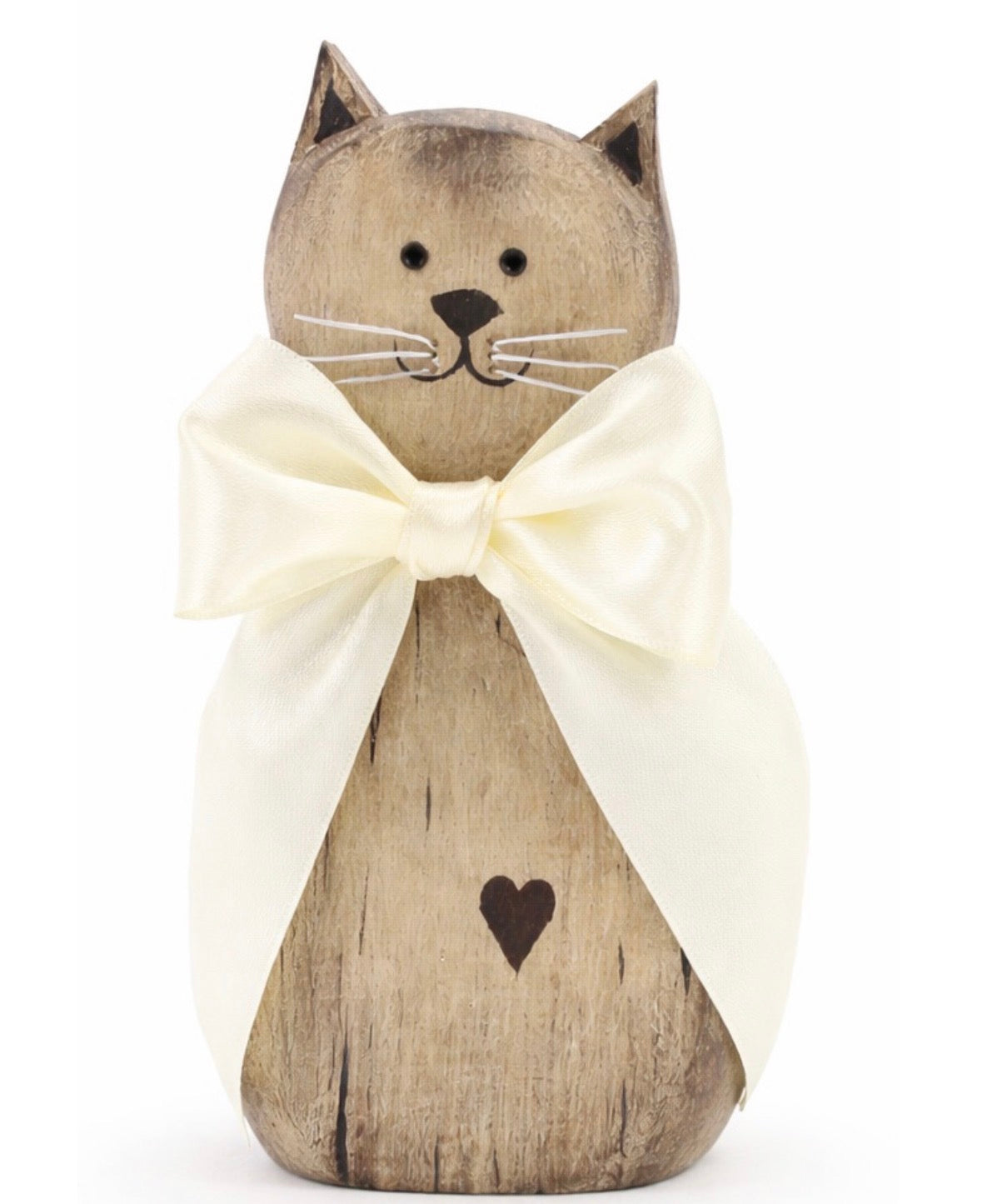 HOUTEN KAT MET STRIK GROOT