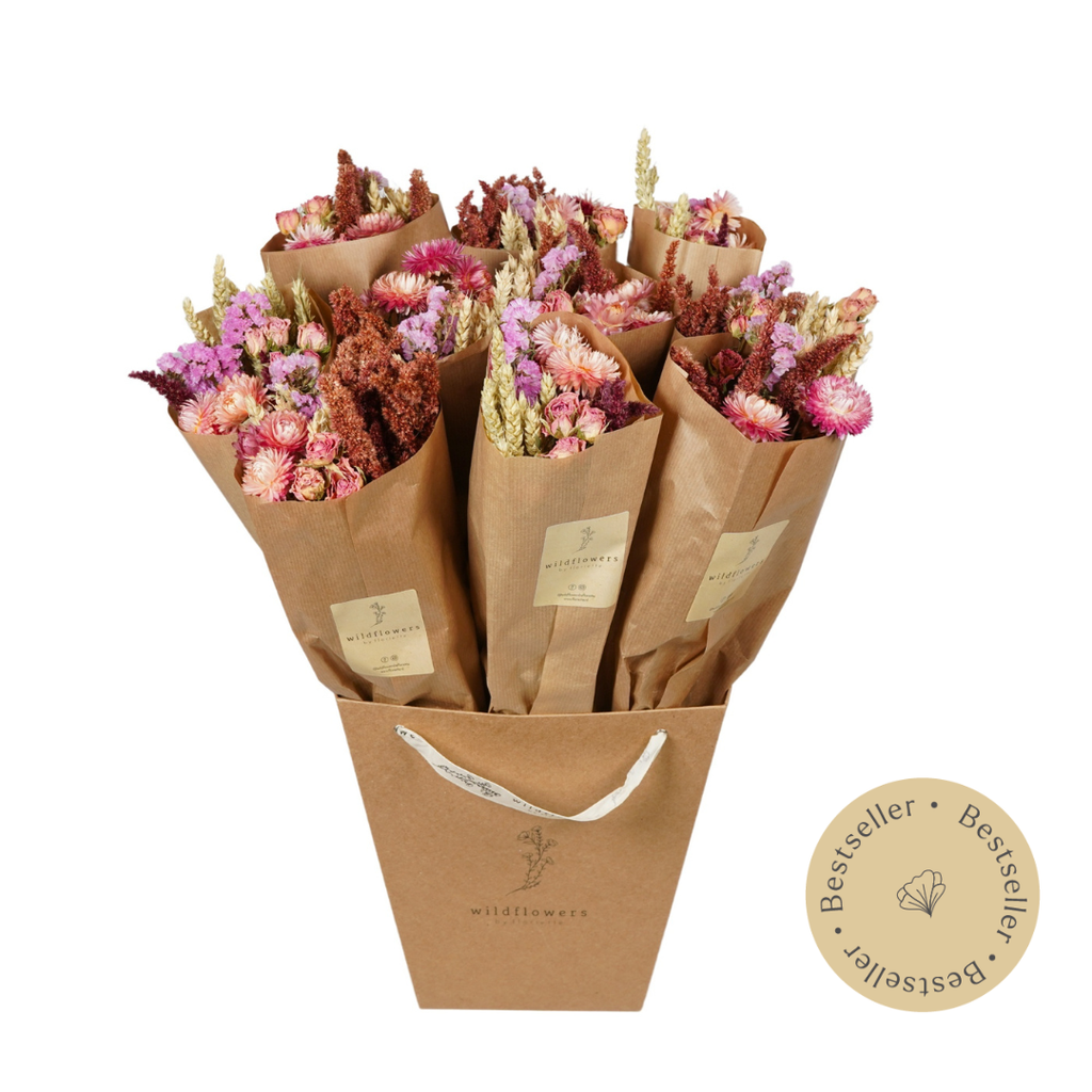 Droogbloemen boeket - Pink