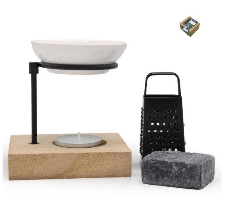 Giftset - Amberblokje, rasp en brander