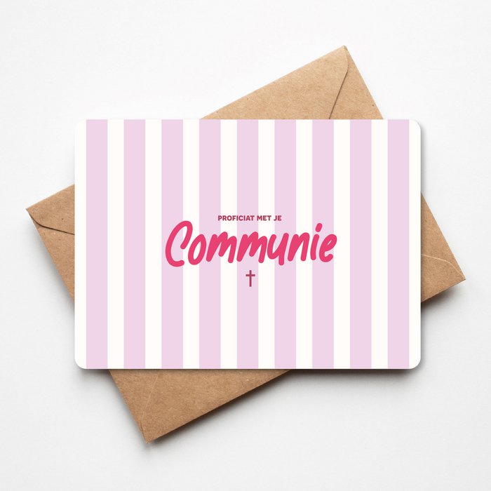 Wenskaart - COMMUNIE ROZE