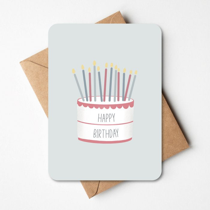 Wenskaart - HAPPY BIRTHDAY TAART