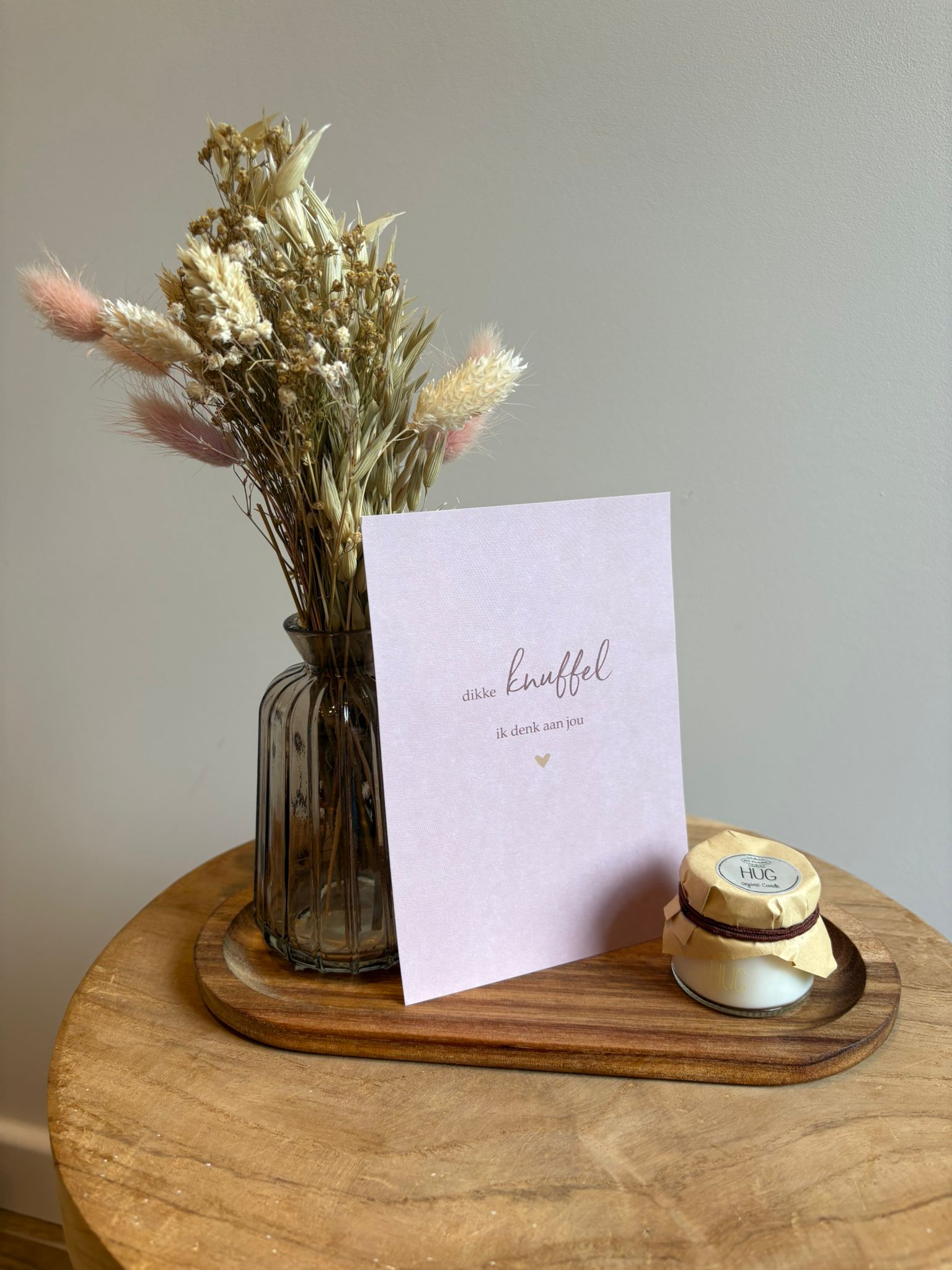 Cadeauset 'Dikke Knuffel' met droogbloemen