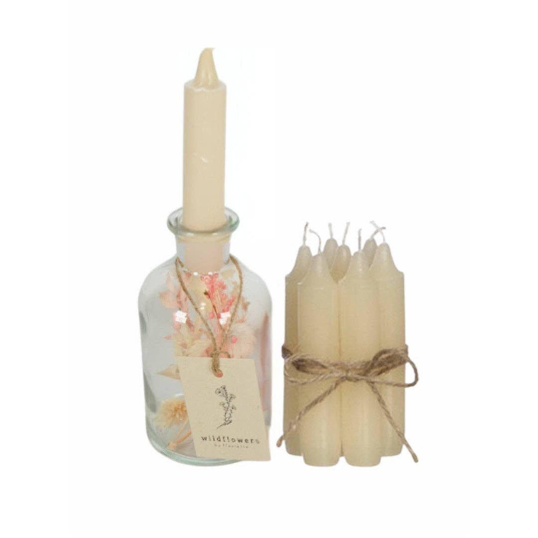 Giftbag - Vaasje met droogbloemen en kaarsen