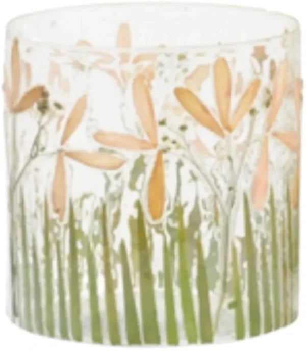 Vaas met groen/oranje bloemen - KLEIN