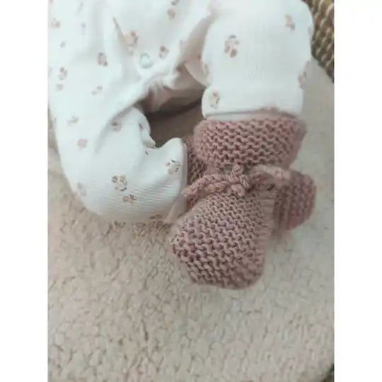 Gehaakte babysokjes met strikje - Licht Roze