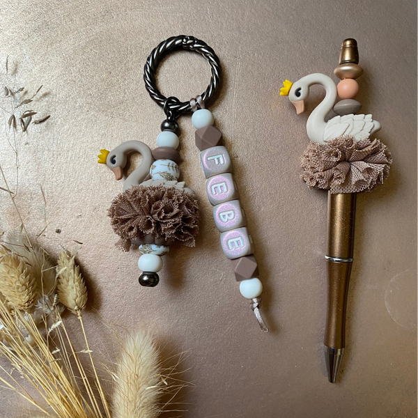 Sleutelhanger met naam - ZWAANTJES - 3 Kleuren