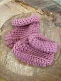 Gehaakte babysokjes - Donker Roze