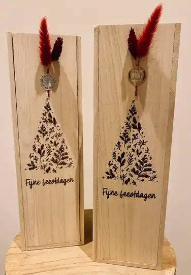 Gegraveerde kist voor fles - KERST