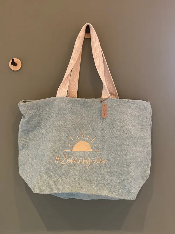 Strandtas jute — BLAUW