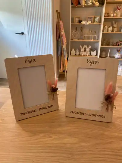 Houten kader met gravure