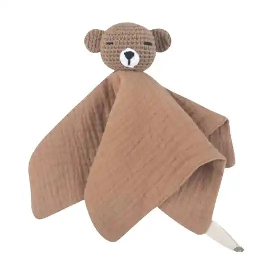 Knuffeldoekje met gehaakt hoofdje - BEER BRUIN