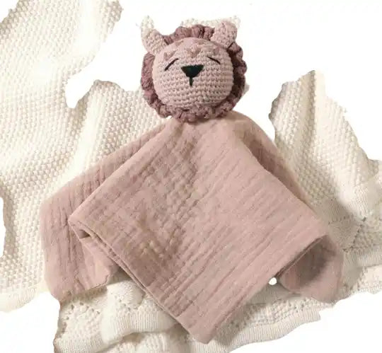 Knuffeldoekje met gehaakt hoofdje - LEEUW