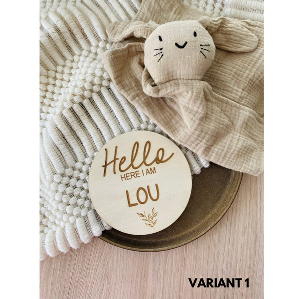 Geboortebordje ‘HERE I AM’